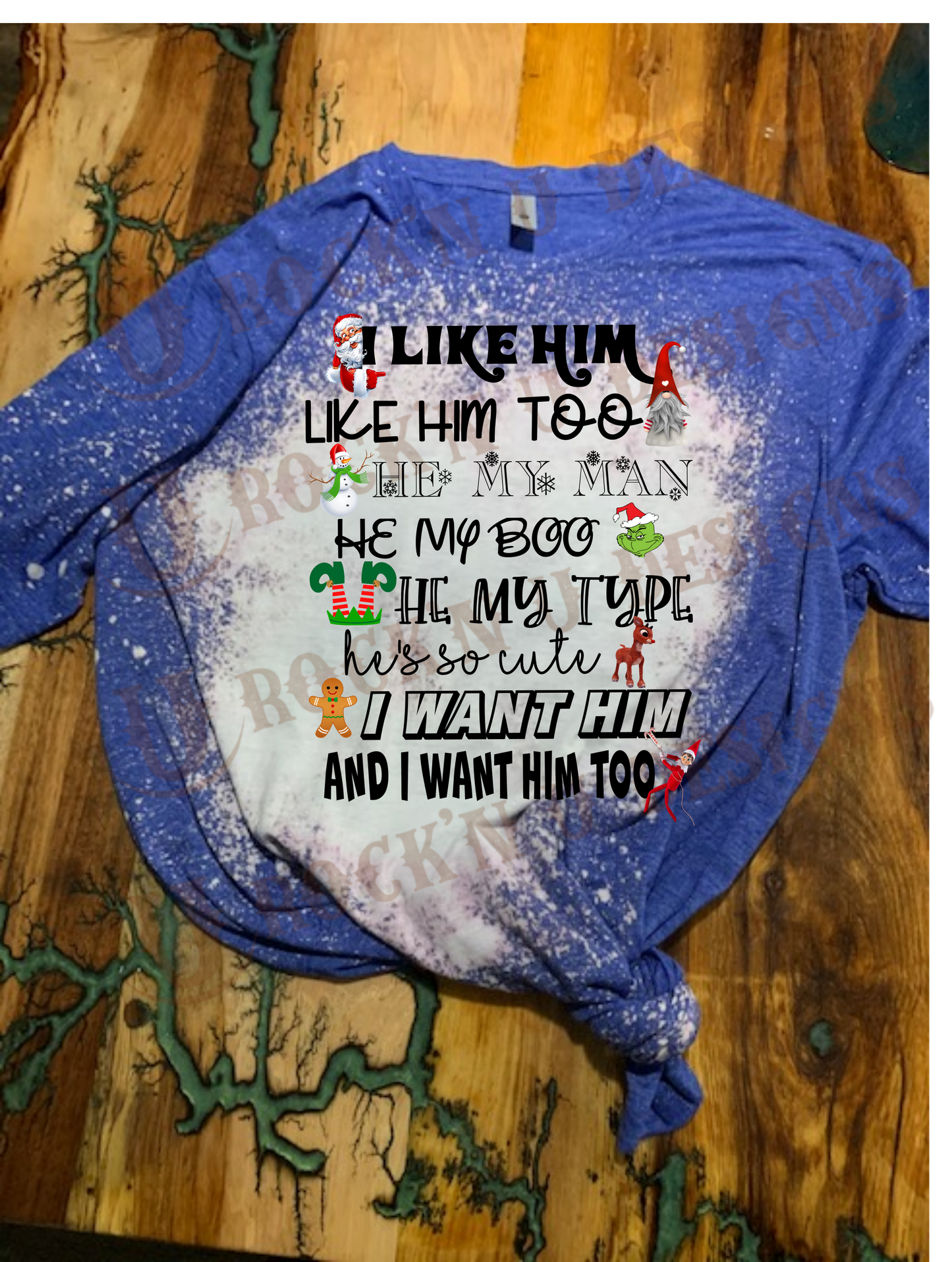 CHRISTMAS I LIKE HIM custom bleached unisex shirt