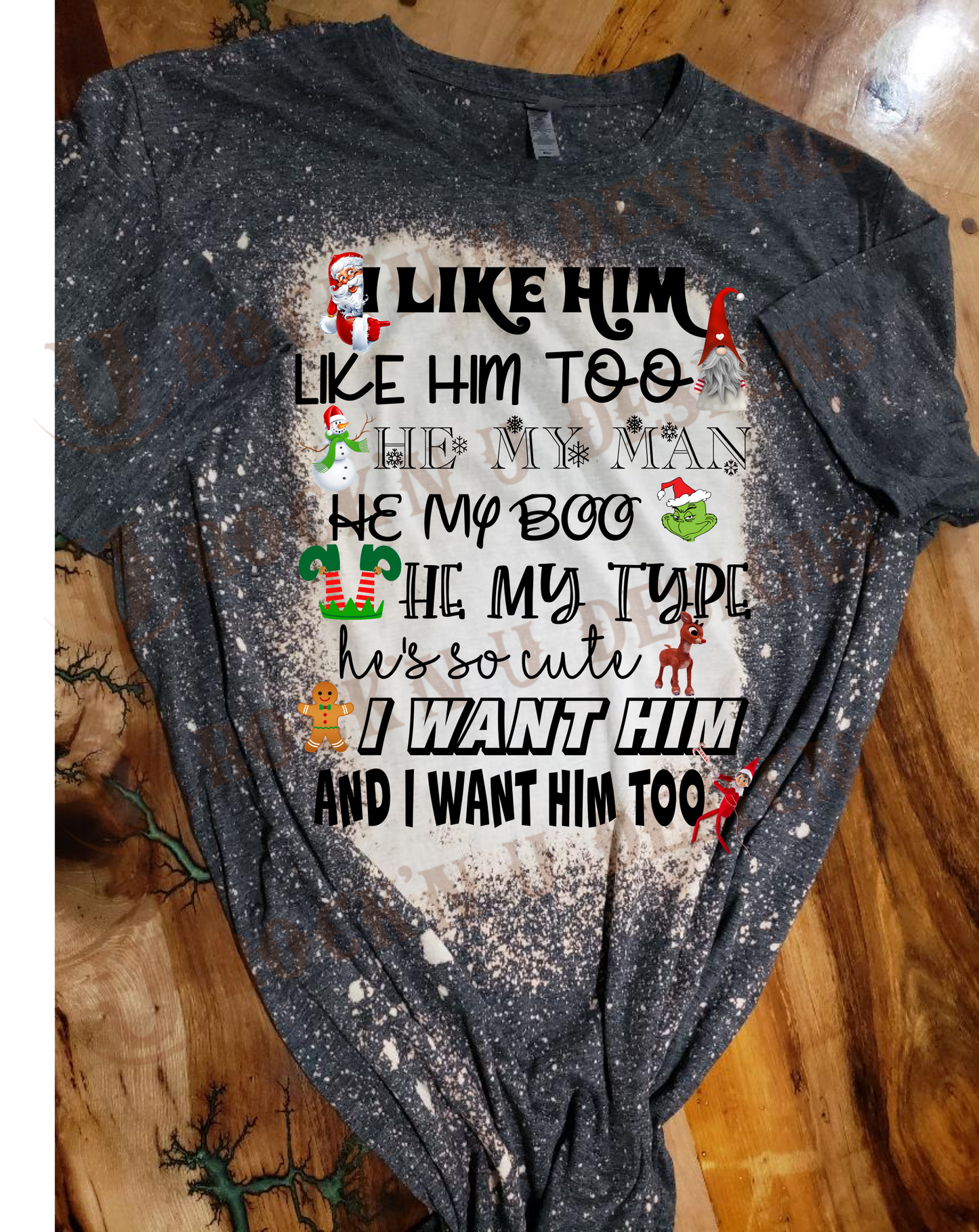 CHRISTMAS I LIKE HIM custom bleached unisex shirt