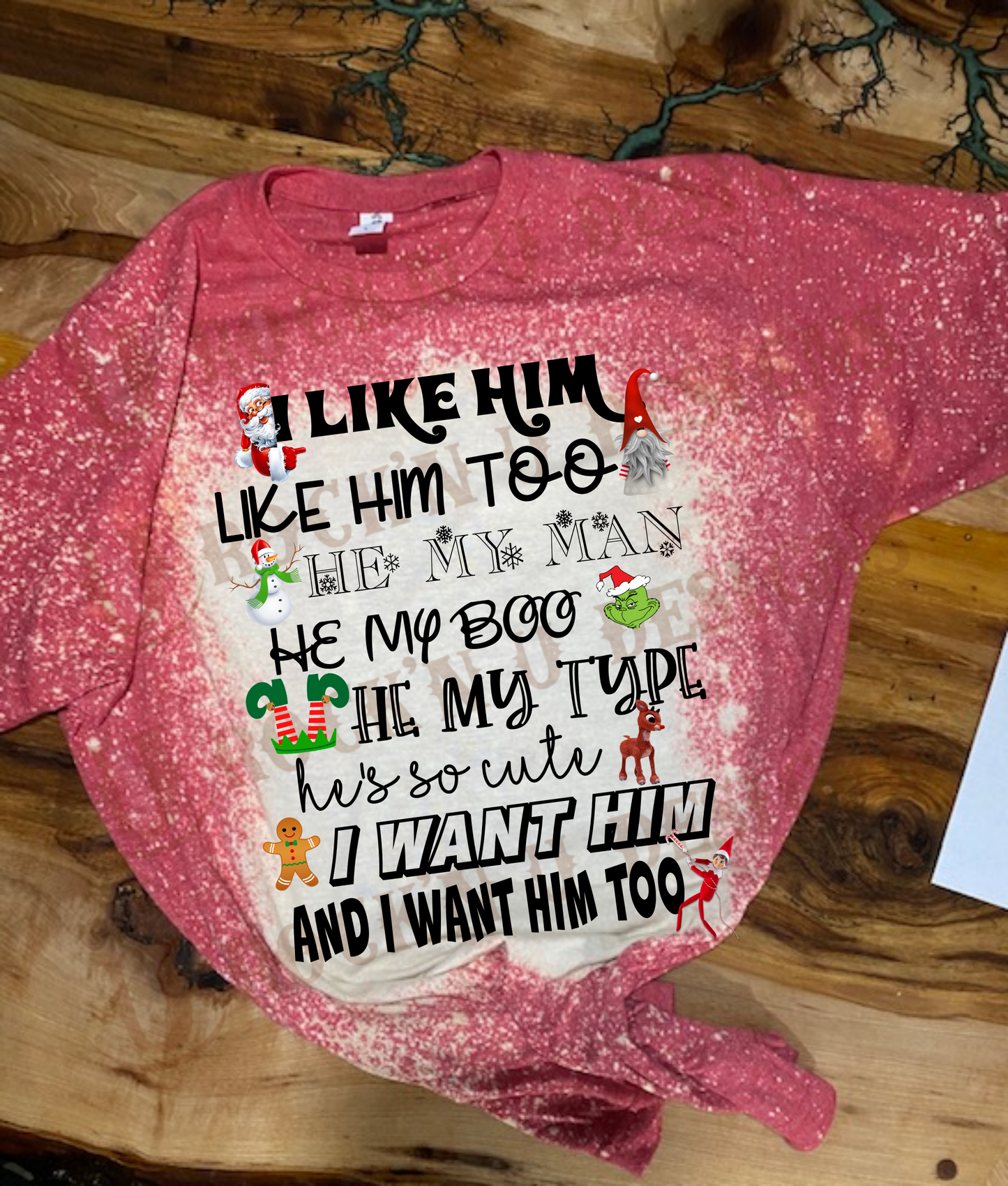 CHRISTMAS I LIKE HIM custom bleached unisex shirt