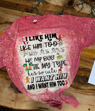 Load image into Gallery viewer, CHRISTMAS I LIKE HIM custom bleached unisex shirt