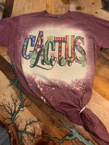 Cactus Lover Custom Bleached T-shirt
