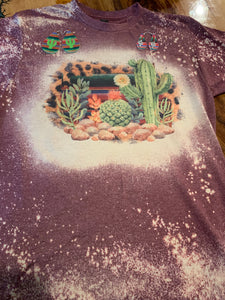 Prickly Cactus Custom Bleached Graphic T-shirt