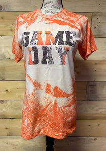 Basketball Game Day Leopard Custom Bleached Graphic T-shirt Personalized Team Spirit