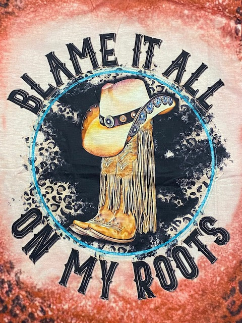 Blame It All On My Roots Leopard Faux Bleached All over Design 95% Poly T-shirt