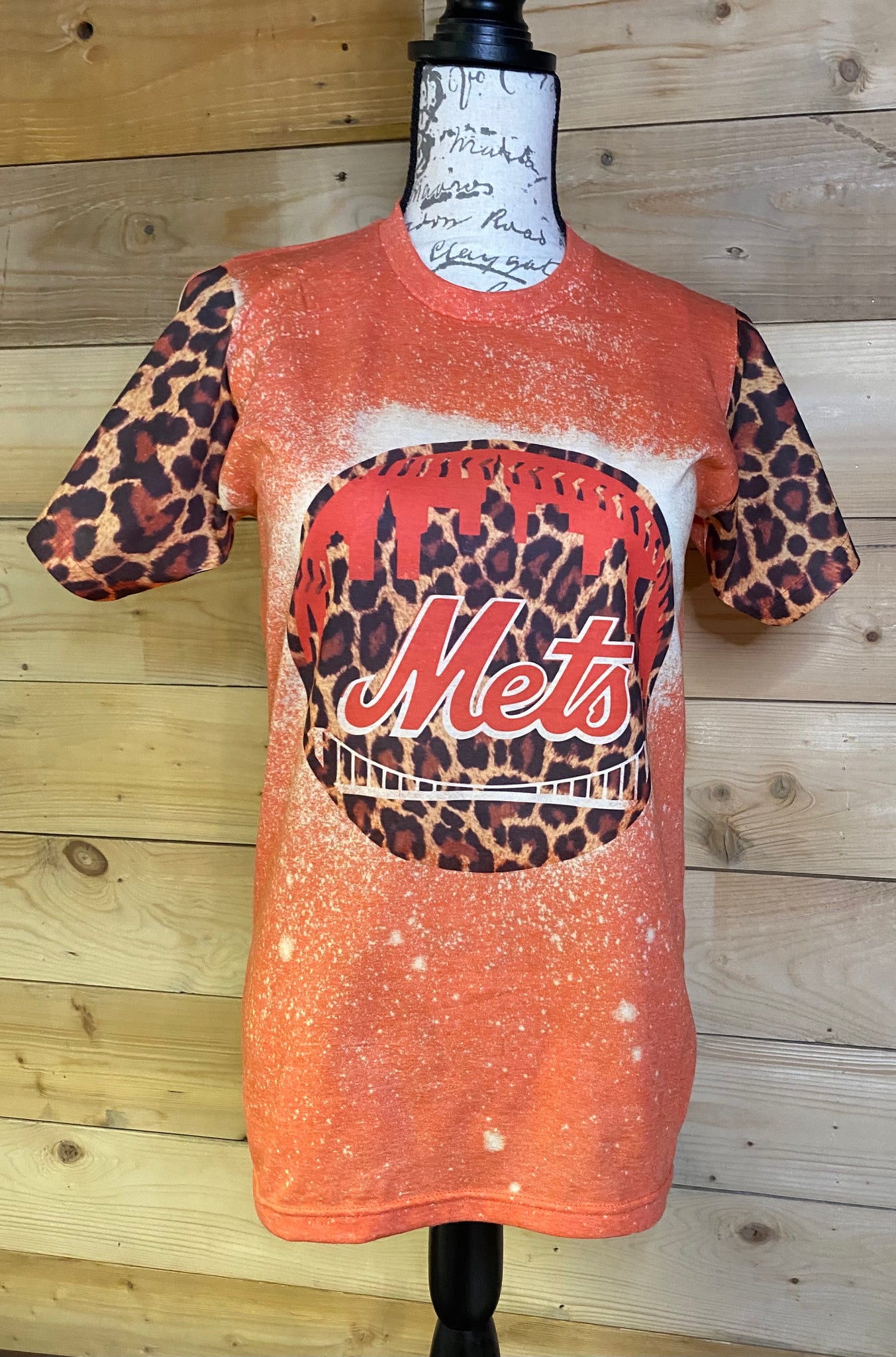 Rock'n U Designs Fashion Custom Graphic Design T-Shirt New York Mets, Leopard Skyline M / Orange