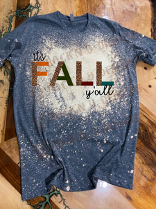 It's Fall Y'all Leopard Custom Design Bleached Unisex T-Shirt