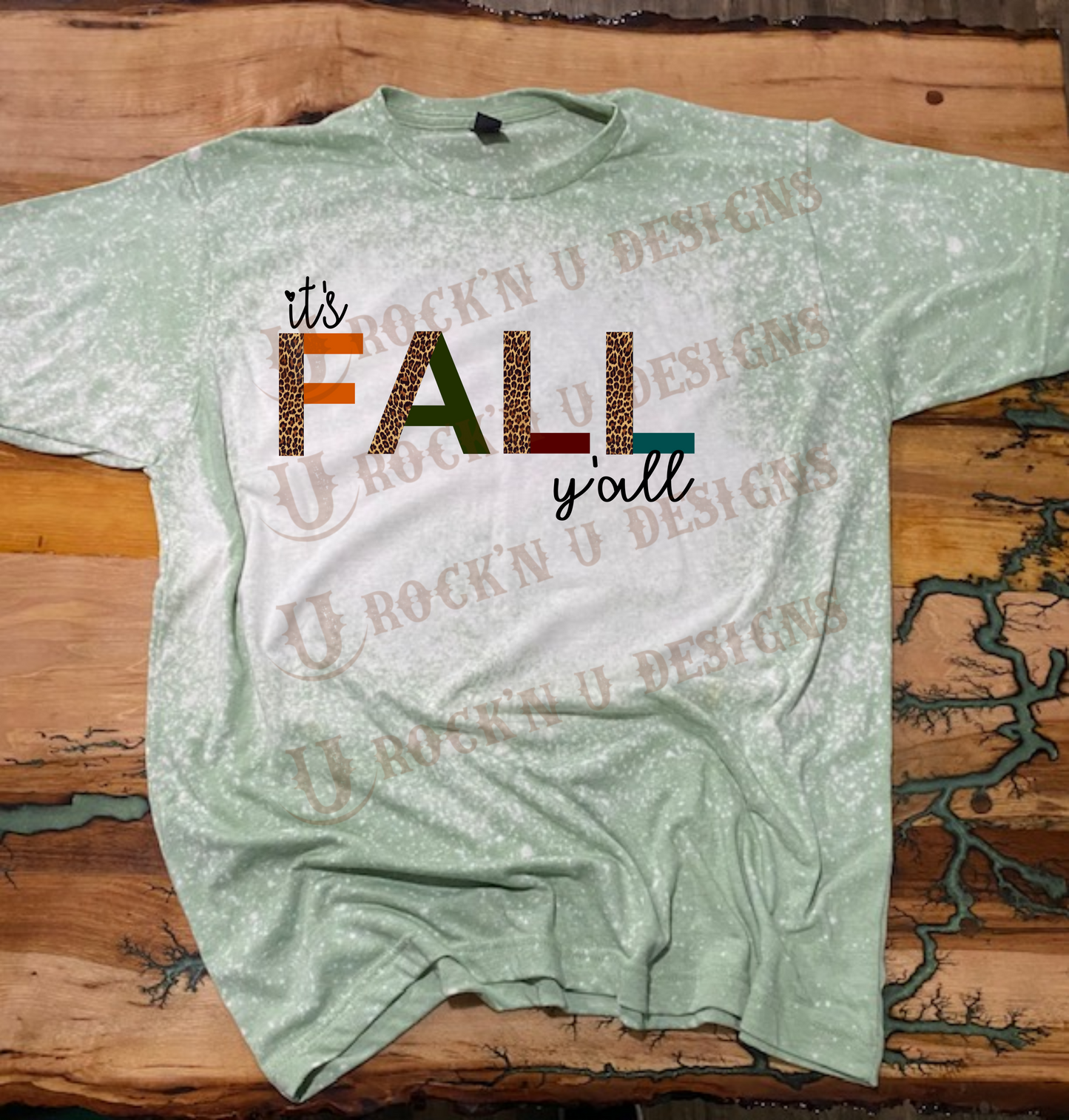 It's Fall Y'all Leopard Custom Design Bleached Unisex T-Shirt