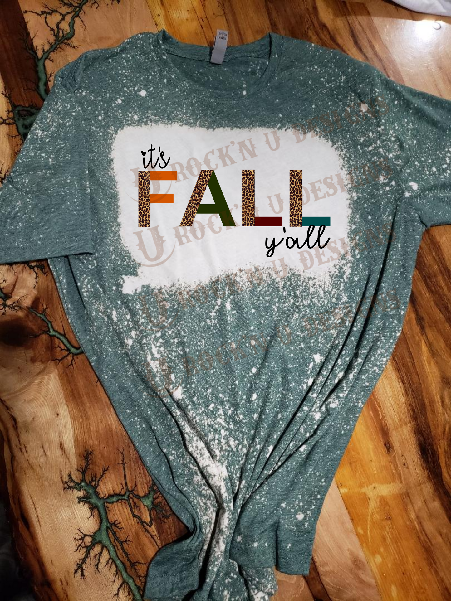 It's Fall Y'all Leopard Custom Design Bleached Unisex T-Shirt