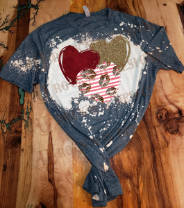 Fashion Custom Graphic Design T-Shirt " KISSING HEARTS " Valentine, Love, Leopard
