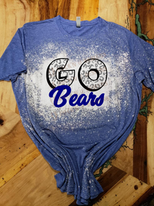 Custom Design "Go Bears" - Personalized Mascot Team Pride Bleached T-Shirt