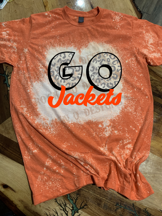 Custom Design "Go Jackets" - Personalized Mascot Team Spirit Bleached T-Shirt