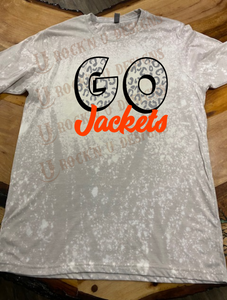 Custom Design "Go Jackets" - Personalized Mascot Team Spirit Bleached T-Shirt