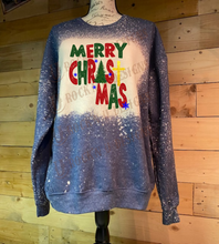 Load image into Gallery viewer, Merry Christ mas Custom Design Bleached T-Shirt - Sweatshirt