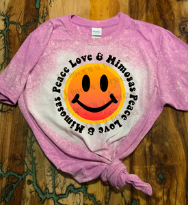 Peace Love & Mimosas Bleached Custom Unisex T-shirt