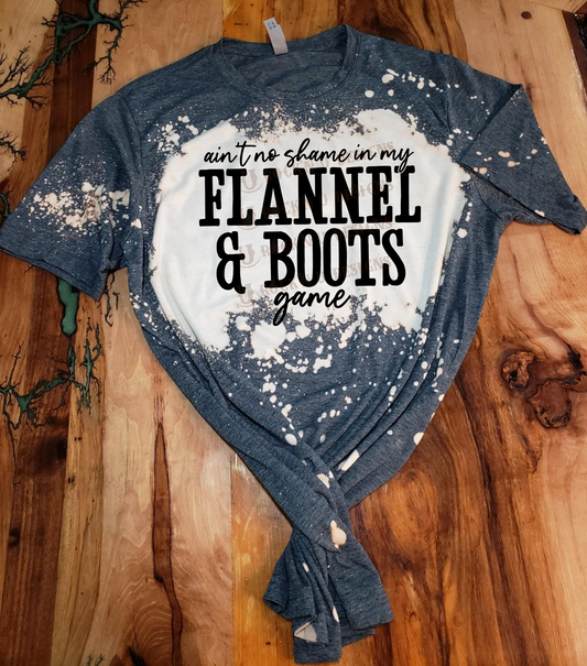 FLANNEL AND BOOTS Bleached Custom Unisex T-shirt