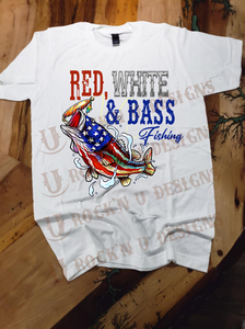 Red, White, And BASS Custom Graphic T-shirt