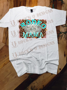 Rodeo Mama Leopard custom Bleached Graphic T-shirt