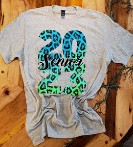 Senior 2023 Leopard Ombre Design - Unisex Graphic T shirt by Rock'n u Designs