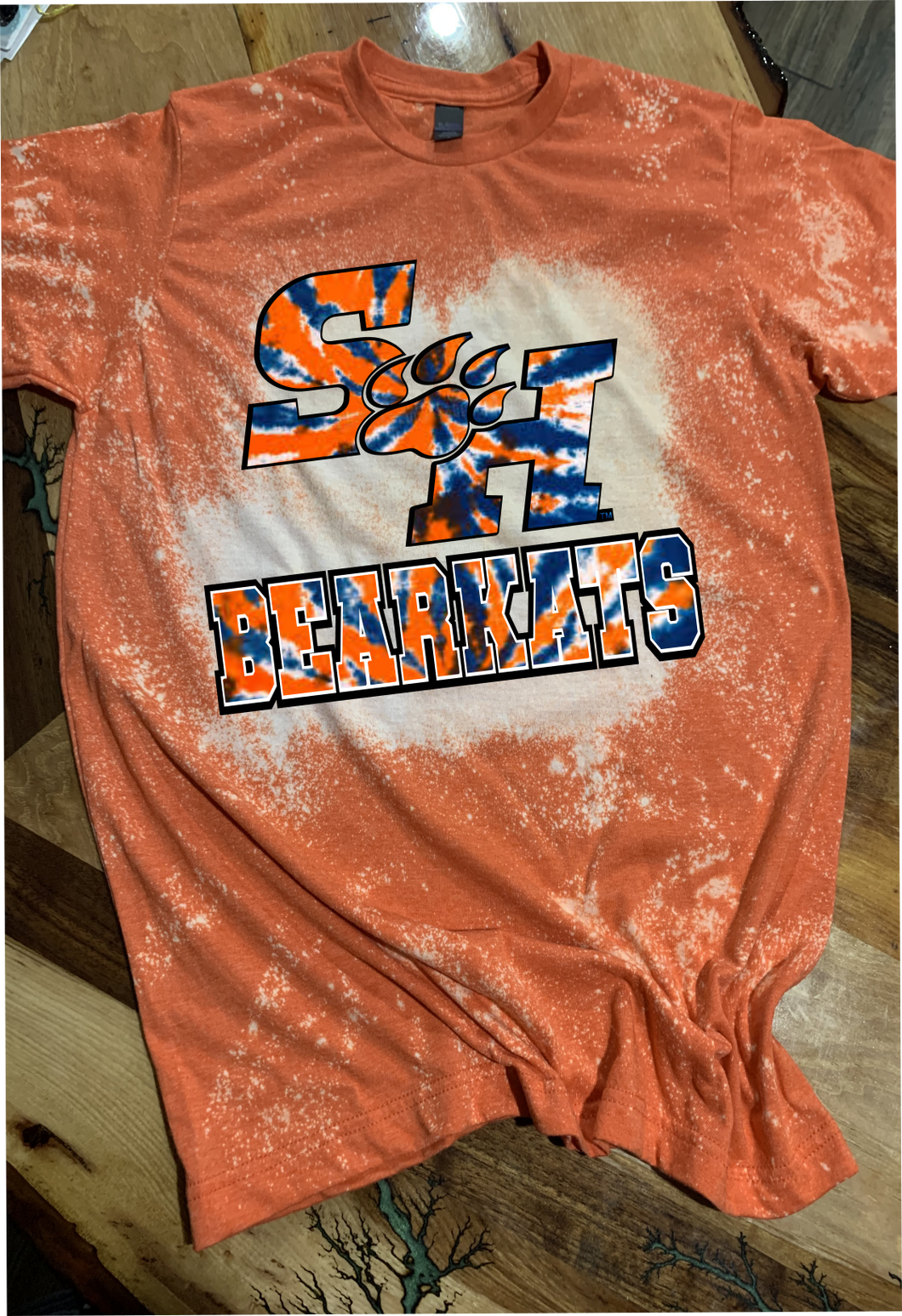 Sam Houston Bearkats Tie Dye Custom Bleached Graphic T-shirt