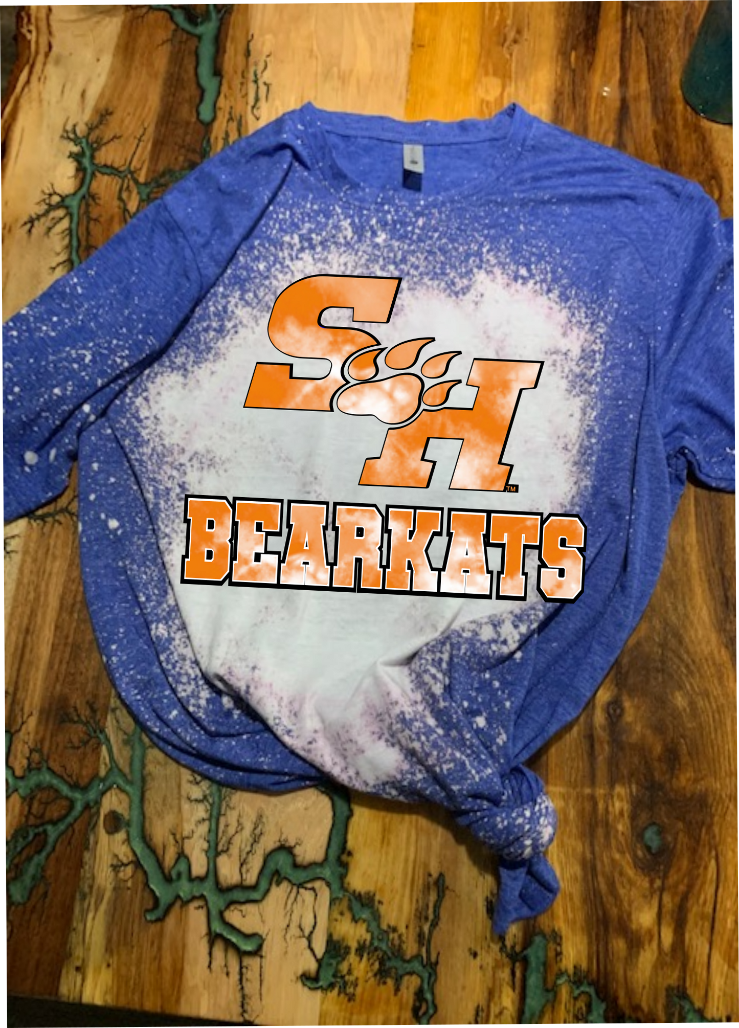 Sam Houston Bearkats Tie Dye 3 Custom Bleached Graphic T-shirt