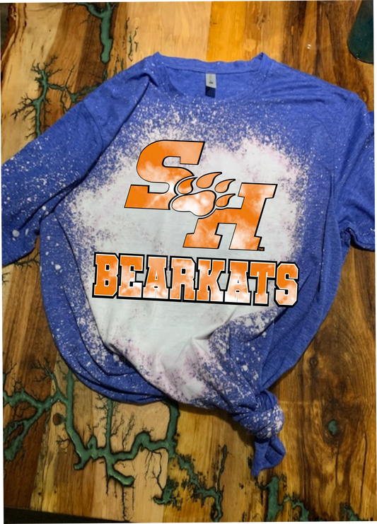 Sam Houston Bearkats Tie Dye 3 Custom Bleached Graphic T-shirt