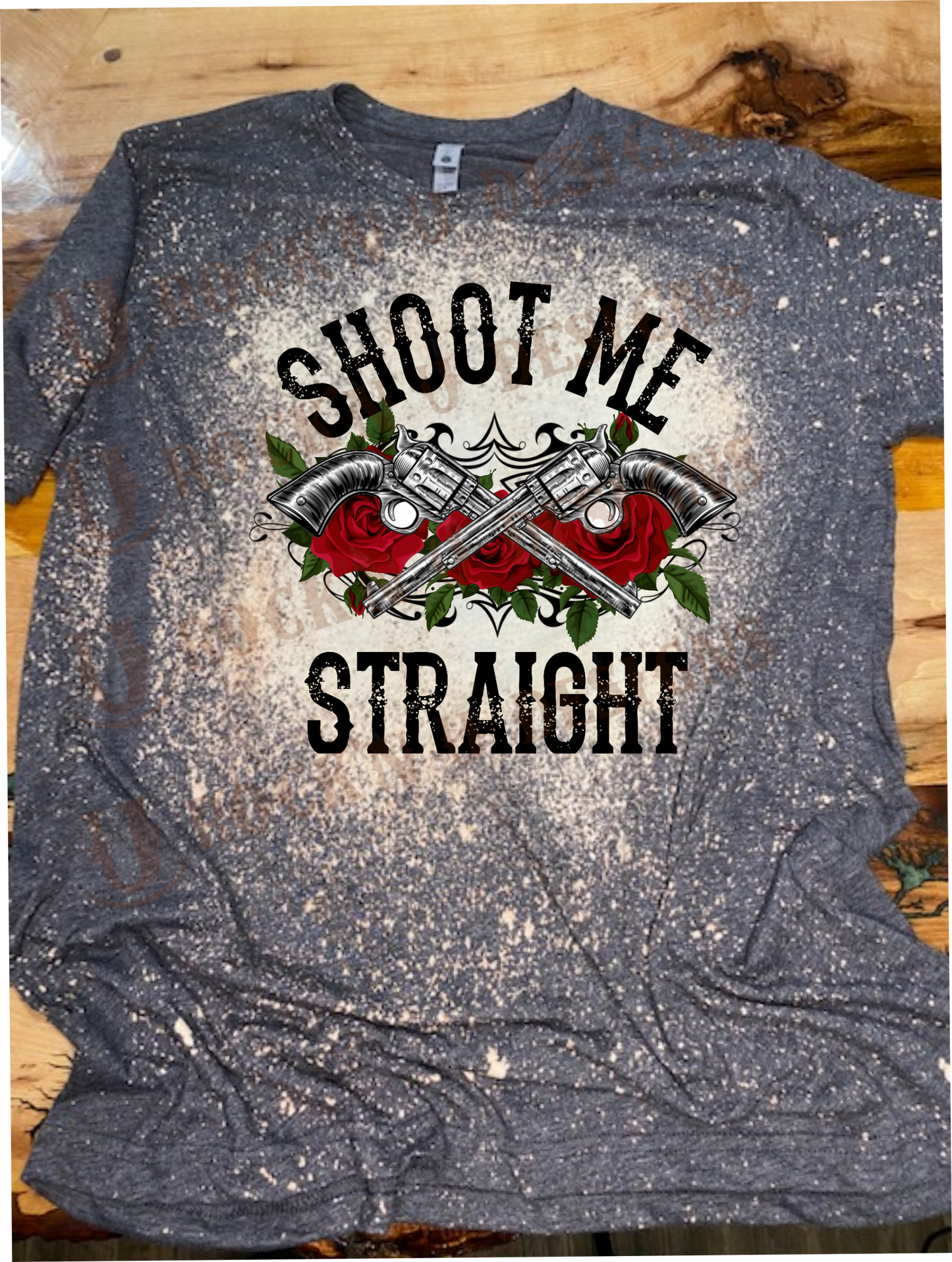 Shoot Me Straight Custom Bleached Graphic T-shirt