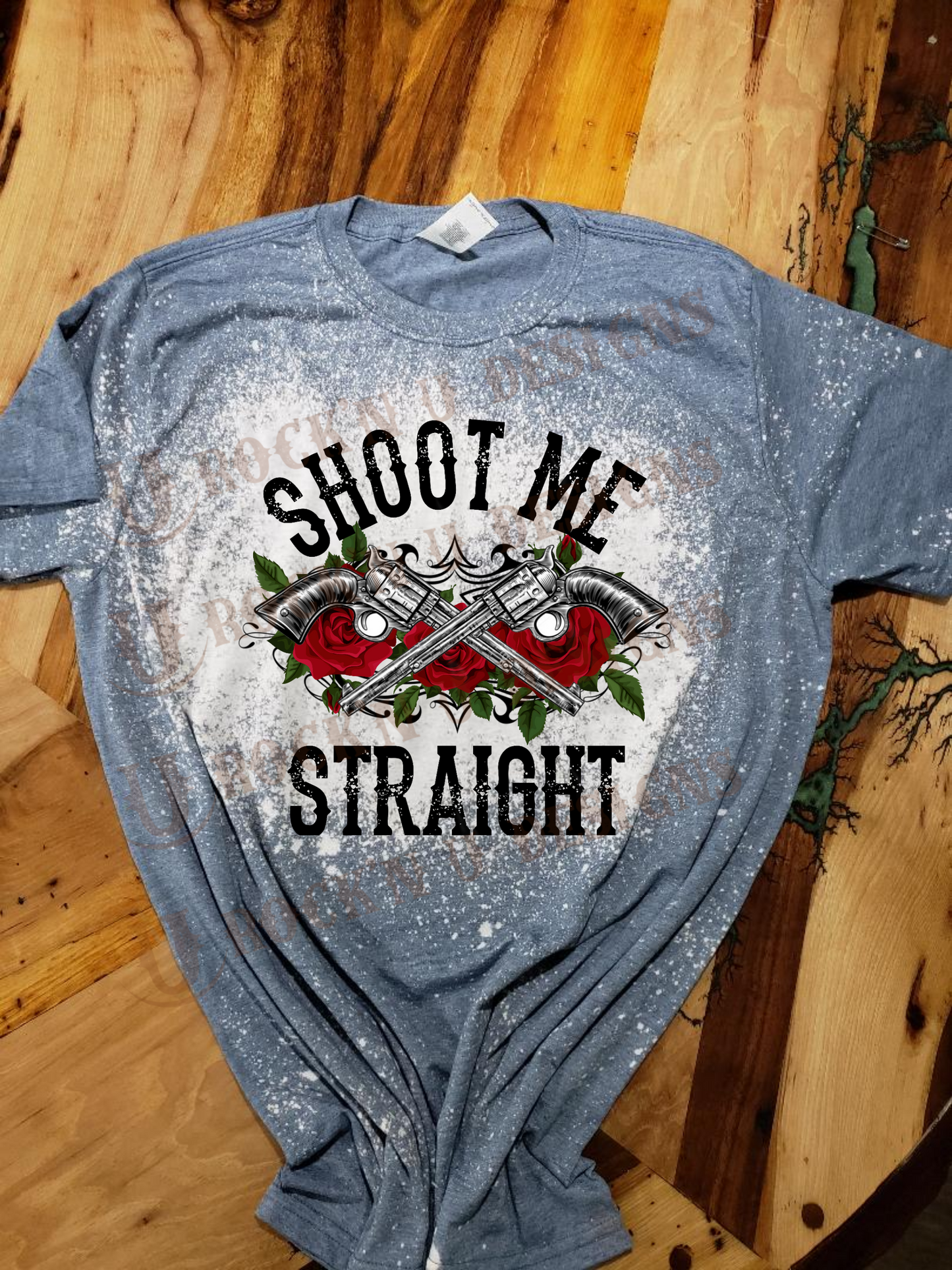 Shoot Me Straight Custom Bleached Graphic T-shirt