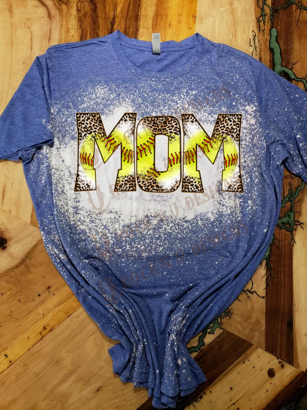Softball Mom Leopard Bleached Custom T-shirt