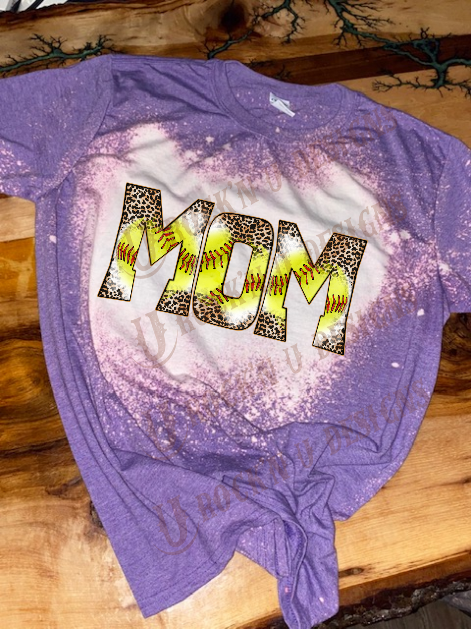 Baseball Mom Leopard Bleached Custom T-Shirt Medium / Royal Blue