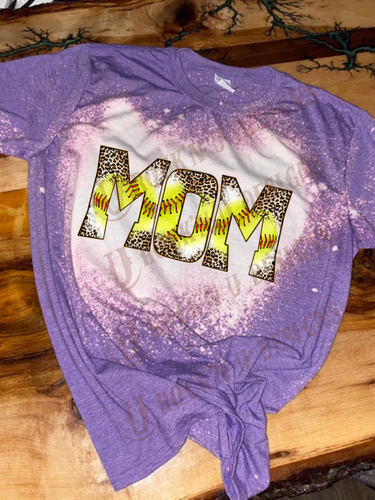 Softball Mom Leopard Bleached Custom T-shirt