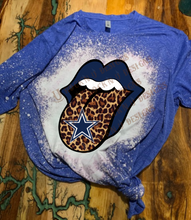 Load image into Gallery viewer, Unisex &quot;Cowboys - Blue Lips Leopard&quot; Custom Bleached T-shirt