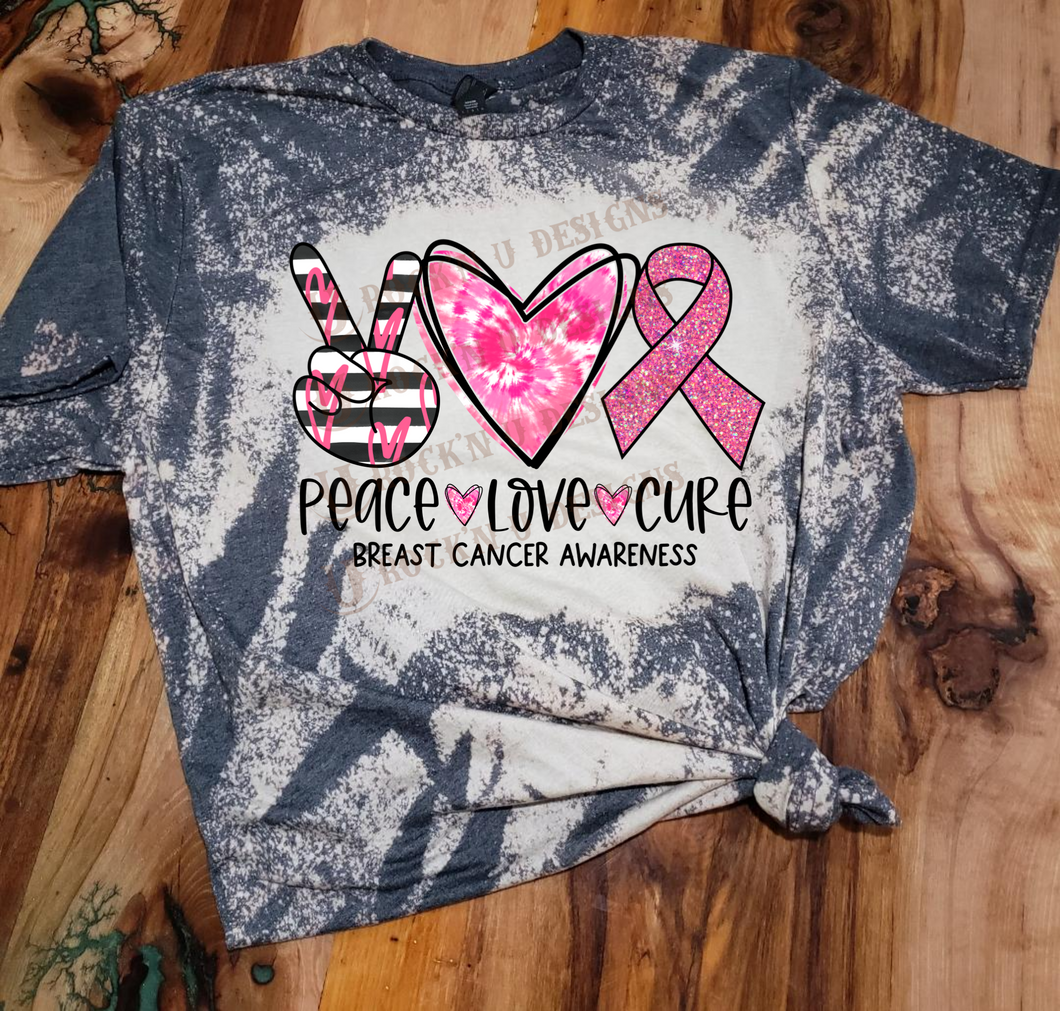PEACE, LOVE CURE Bleached Custom Unisex T-shirt