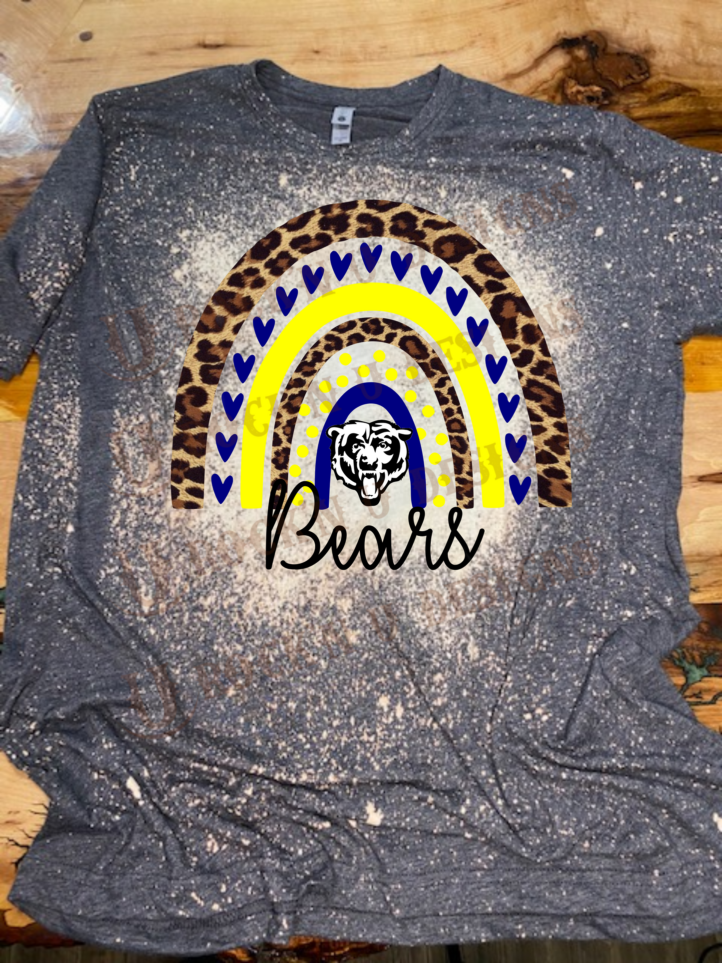 Custom Design "Bears" - Mascot Team Pride Bleached T-Shirt