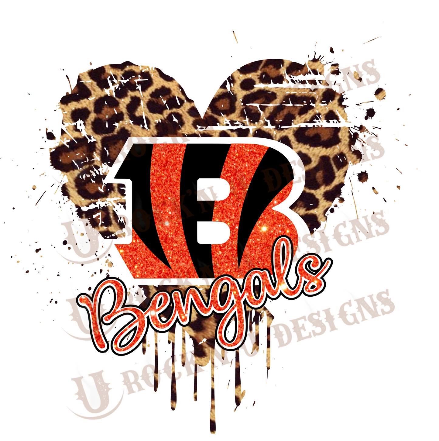 Bleeding Heart Bengals Sublimation Transfer By Rock'n U Designs