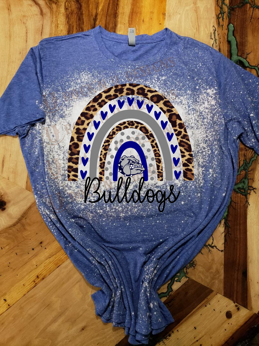 Custom Design "Bulldogs" - Personalized Mascot Team Pride Bleached T-Shirt