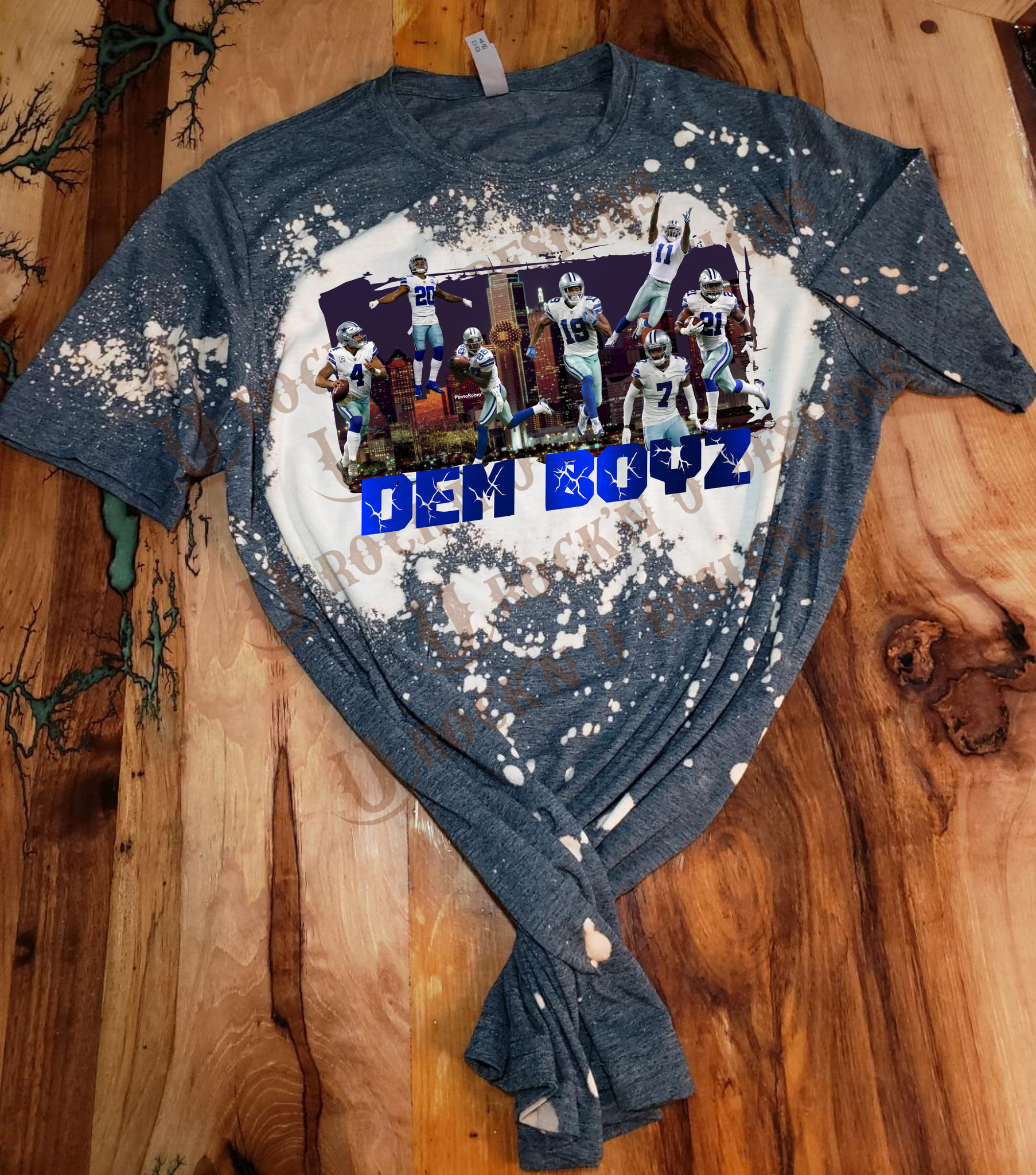 Unisex Dallas Cowboys - Skyline Custom Bleached T-shirt – Rock'n U Designs