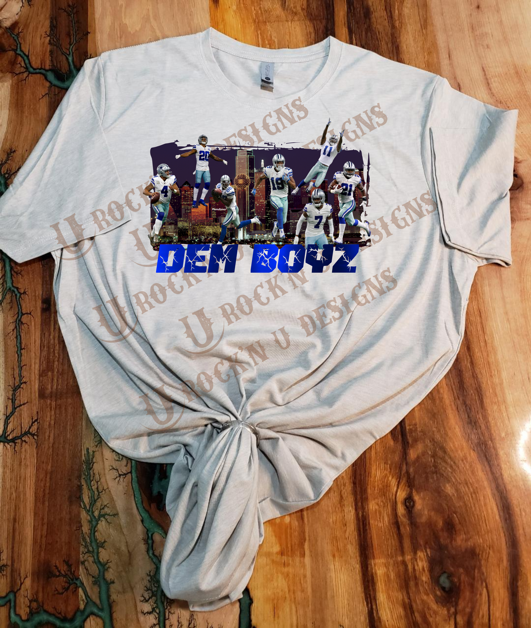 Unisex Dallas Cowboys - Skyline Custom Bleached T-Shirt XL / Denim