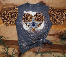 Load image into Gallery viewer, Unisex &quot;Cowboys - Bleeding Heard&quot; Leopard with Sleeves Custom Bleached T-shirt