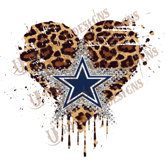 We Bleed Blue Leopard Heart Sublimation Transfer By Rock'n U Designs