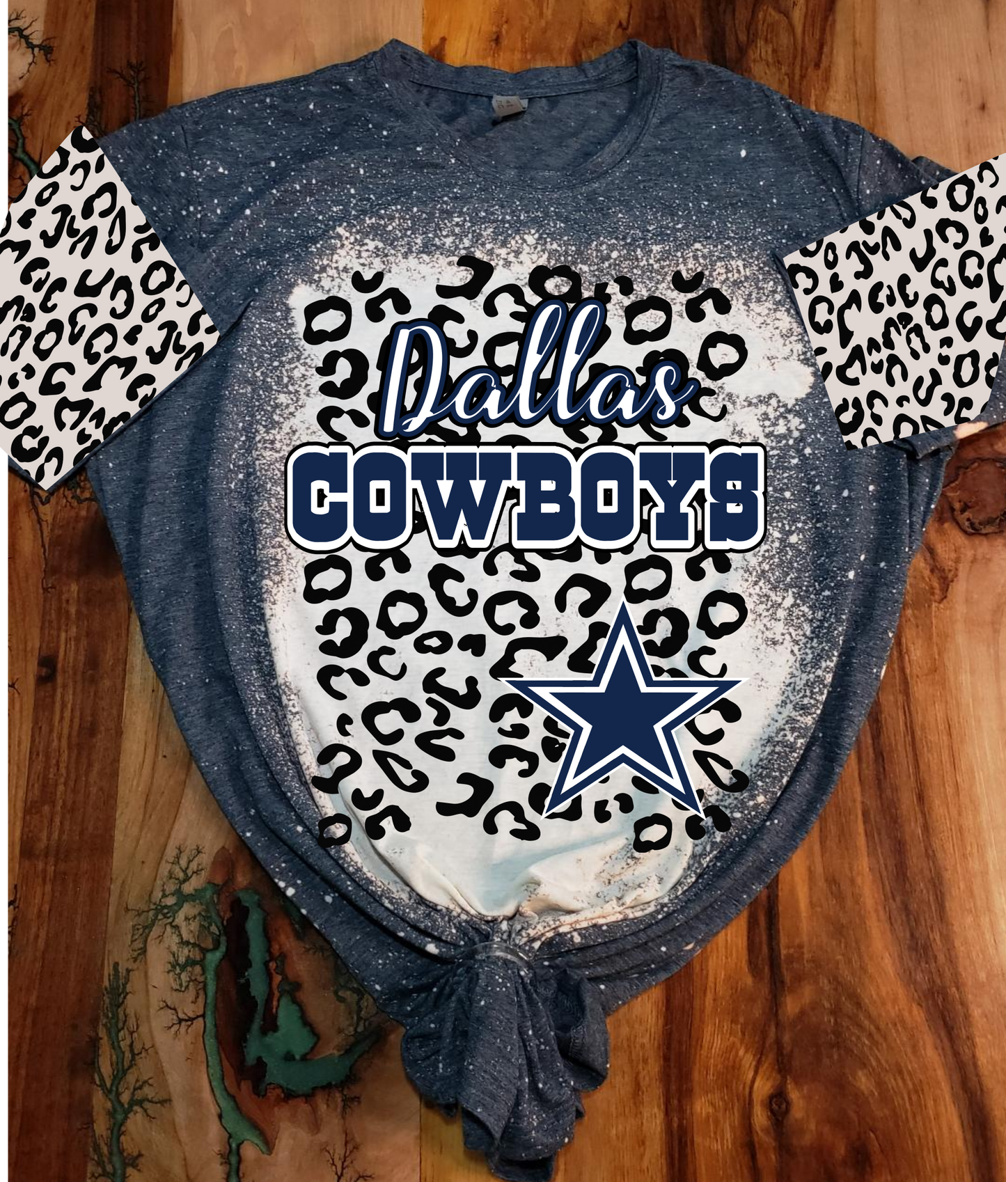 Unisex "Cowboys - Leopard" with Sleeves Custom Bleached T-shirt