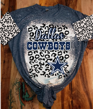 Load image into Gallery viewer, Unisex &quot;Cowboys - Leopard&quot; with Sleeves Custom Bleached T-shirt