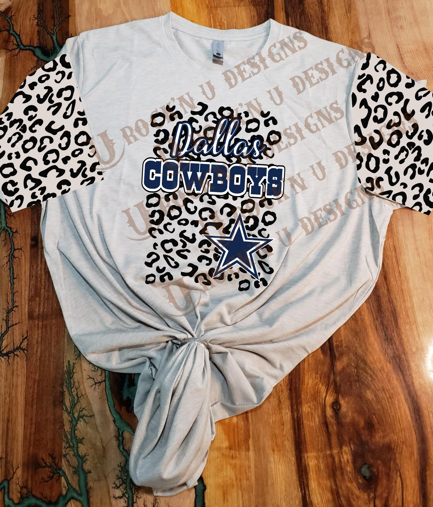 Unisex "Cowboys - Leopard" with Sleeves Custom Bleached T-shirt