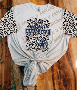 Unisex "Cowboys - Leopard" with Sleeves Custom Bleached T-shirt