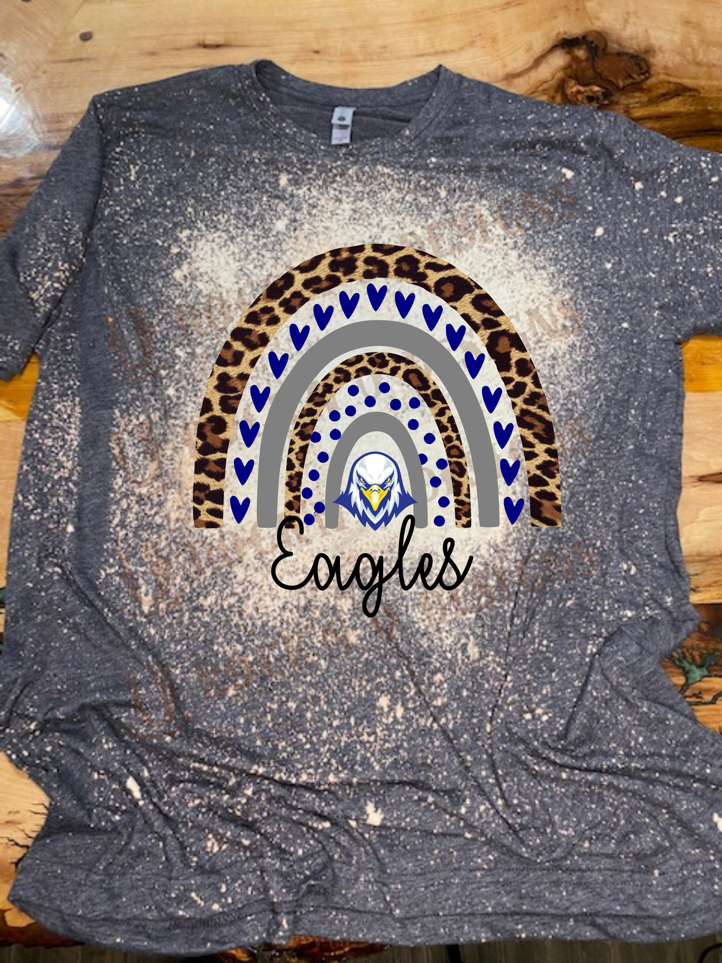Custom Design "Eagles" - Personalized Mascot Team Pride Bleached T-Shirt