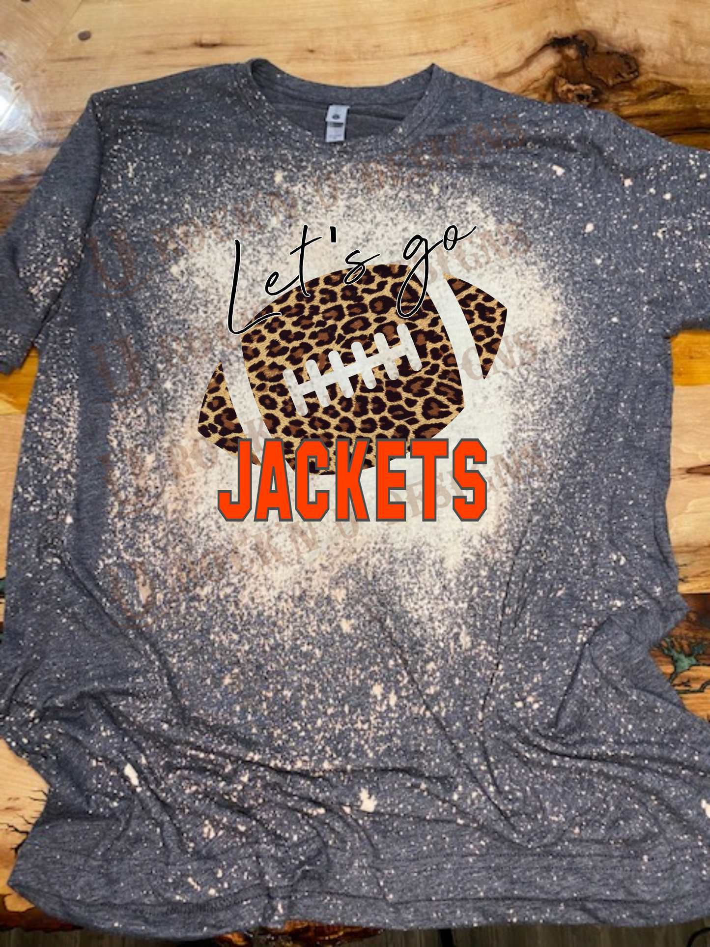 Custom Design "Let's Go Jackets" - Personalized Mascot Team Pride Bleached T-Shirt