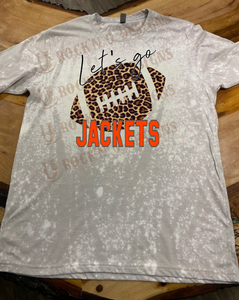 Custom Design "Let's Go Jackets" - Personalized Mascot Team Pride Bleached T-Shirt