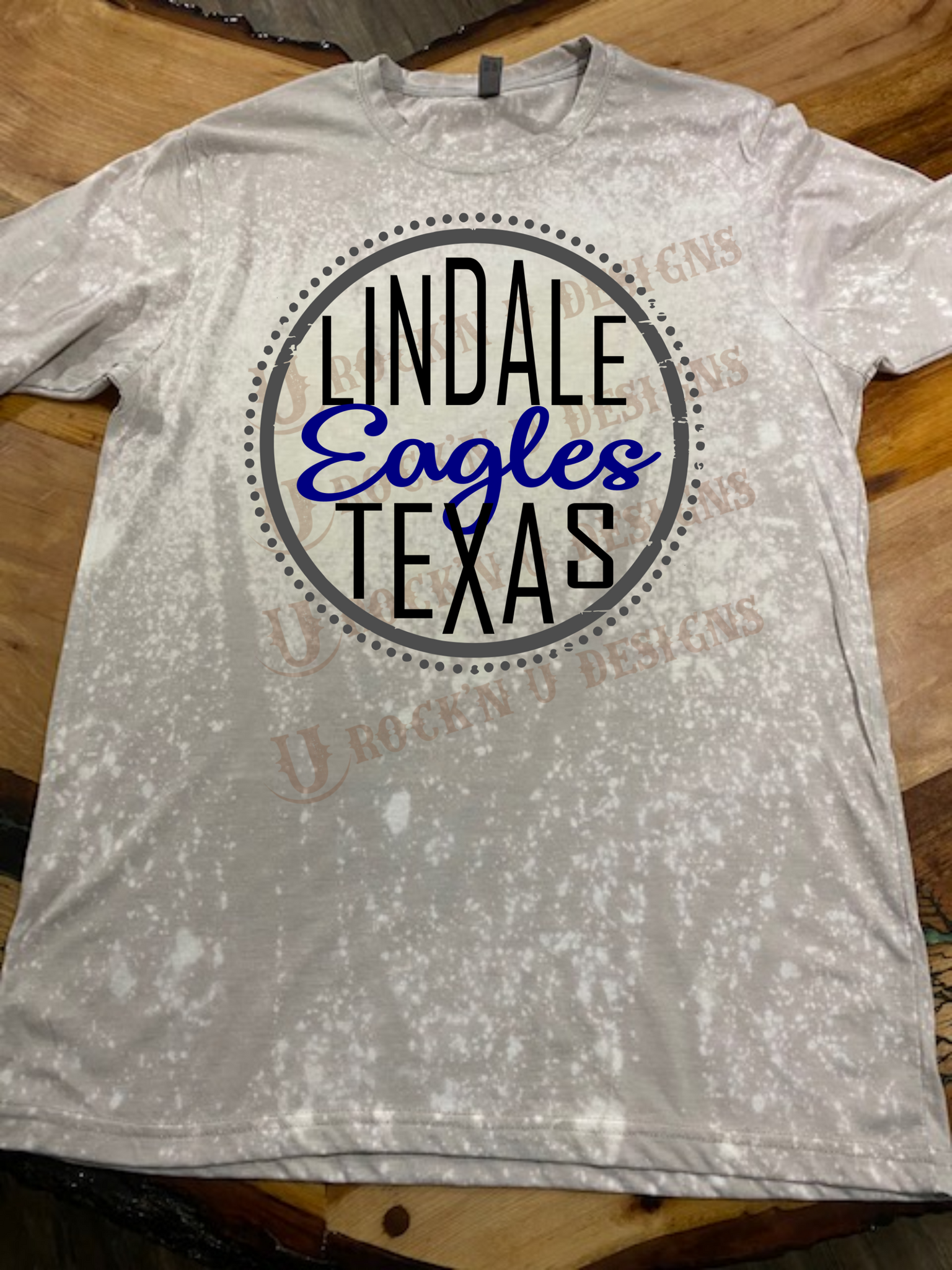 Rock'n U Designs Custom Design Eagles Texas - Personalized Mascot Bleached T-Shirt M / Dark Grey