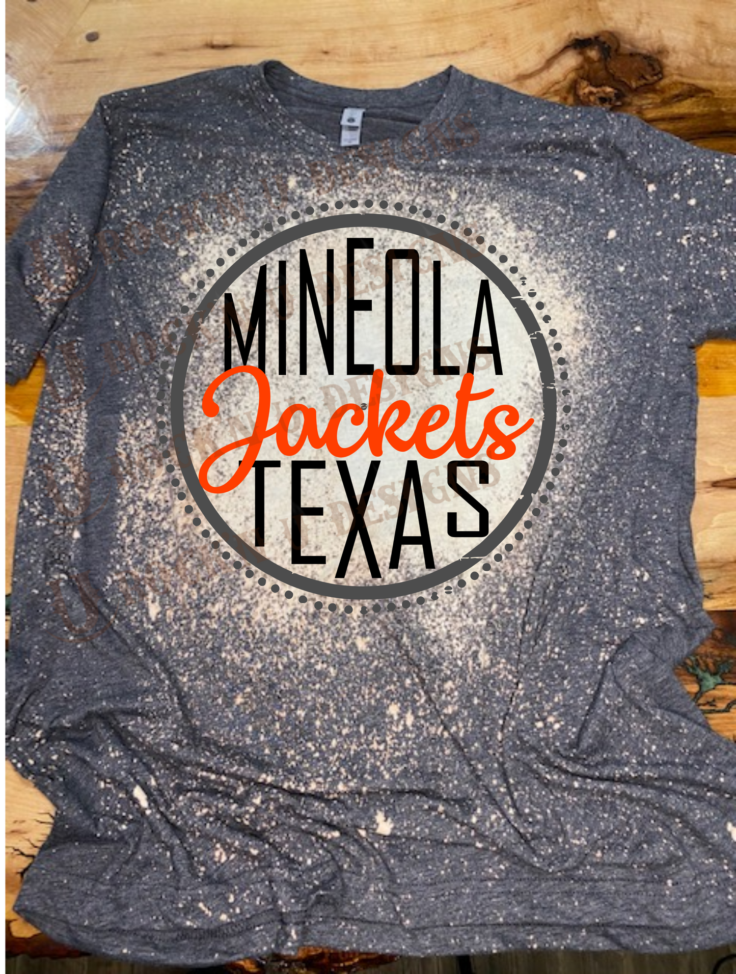 Custom Design "Mineola Texas" - Personalized Mascot Team Pride Bleached T-Shirt