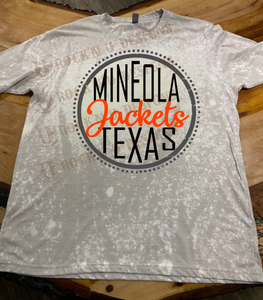 Custom Design "Mineola Texas" - Personalized Mascot Team Pride Bleached T-Shirt