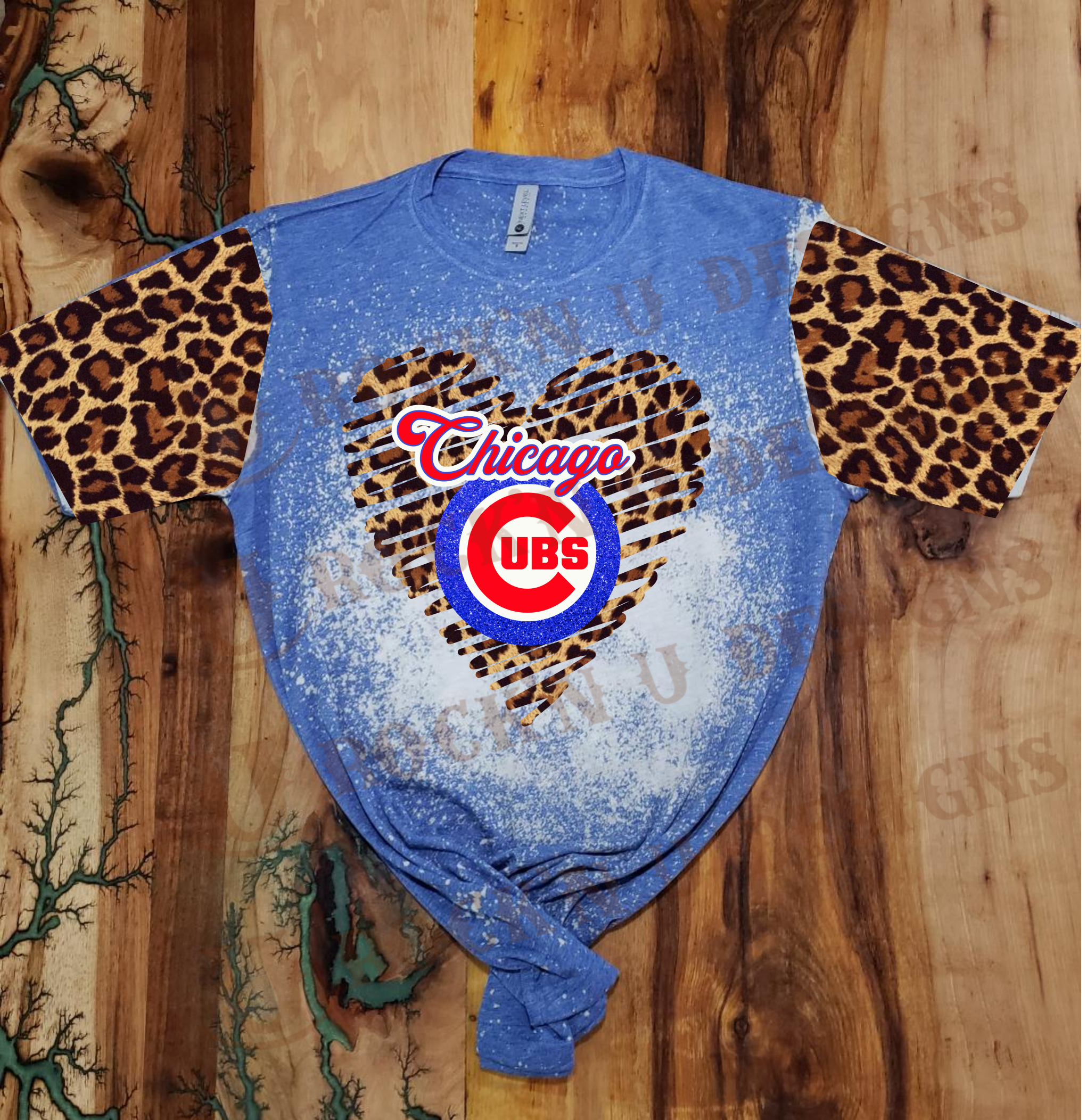 Custom Unisex T-Shirt Cubs - Baseball Leopard Design XXL / Dark Grey